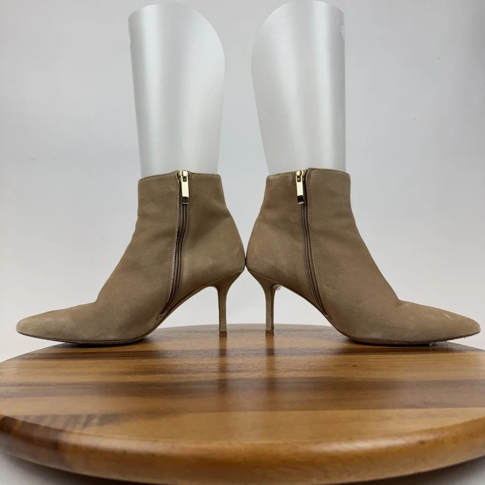 Womens L'Agence Aimee Beige Leather Heeled Comfort Ankle Booties‎ Size EU 38.5
